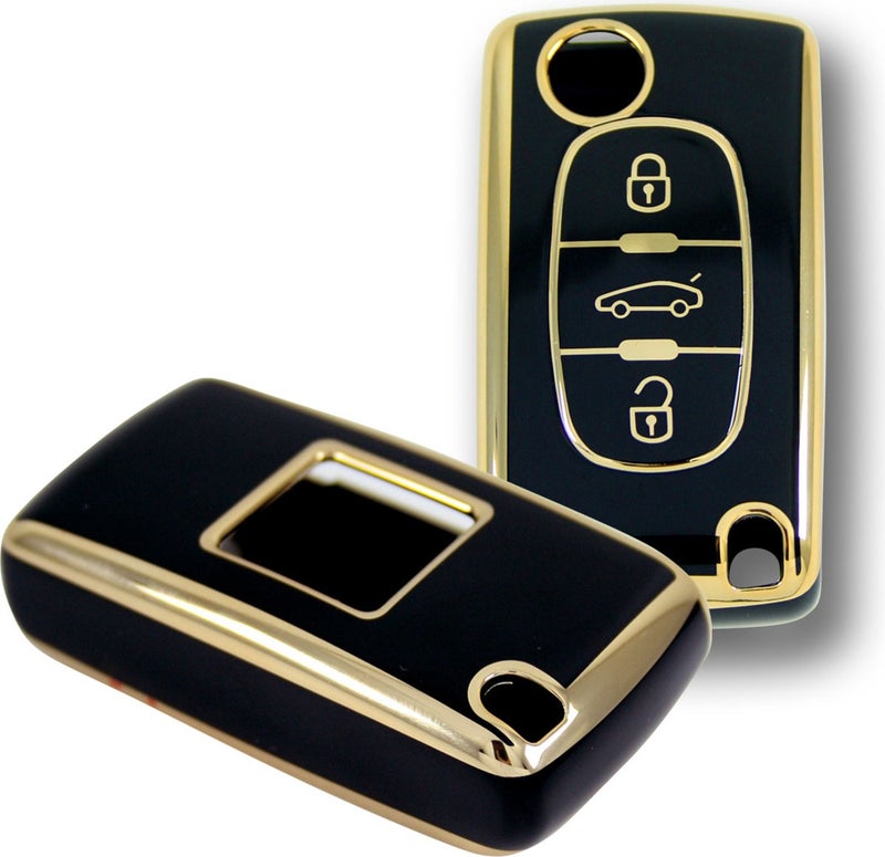 Peugeot 307 Citroen C8 3 Button Flip Black Car Key Remote Case Cover Car Keychain