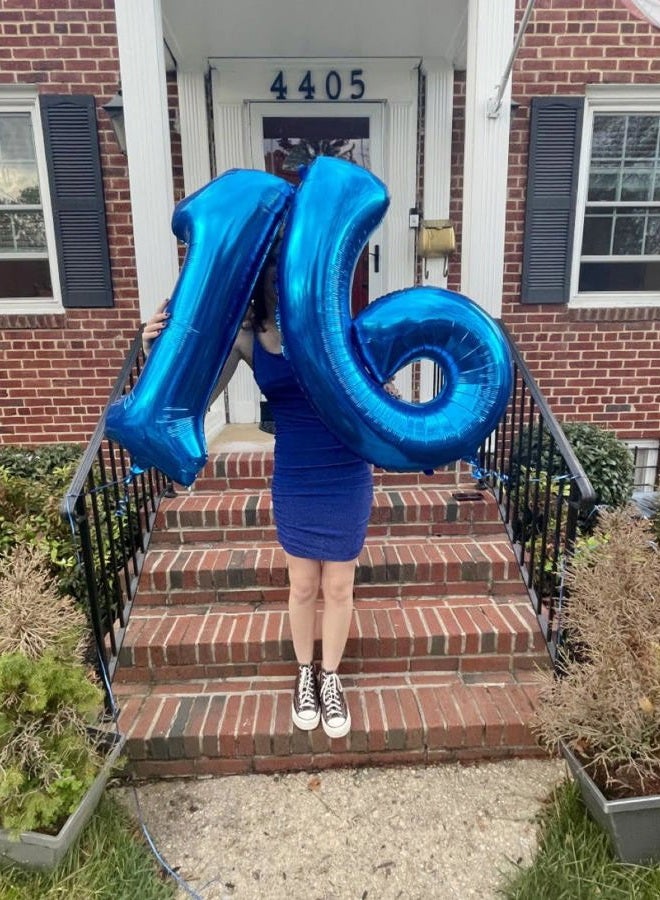 IWERP Navy Blue Number 16 Balloon 40 inch, 16 Number Balloon, 16th Navy Blue Birthday Decorations, 16 Year Old Girls Boys Blue Party Supplies - Image 3