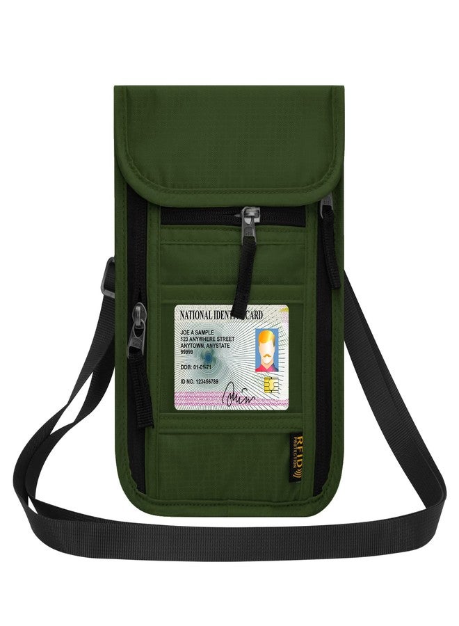 HOTEMIA Neck Wallet for Travel,Passport Holder Neck Pouch for Men Women with Adjustable Neck Strap and RFID Blocking, Green, Compact, Leisure - Image 1
