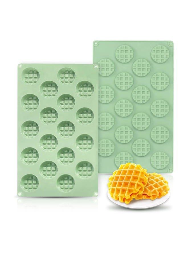 QELEG 18-Cavity Silicone Mini Round Waffle, Cookie, Chocolate, Candy and Gummy Mold-2 Pack - Image 1