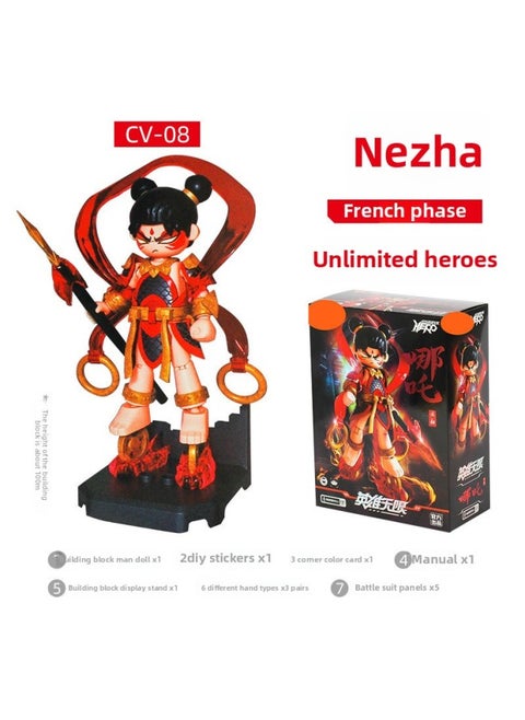Shengkai Guan Yu Lu Bu Ma Chao Huang Zhong Zhao Yun Fa Phase Sun Wukong Building Blocks Assembled Hand Ornaments Toys Wholesale-Color:85012 Nezha Phase