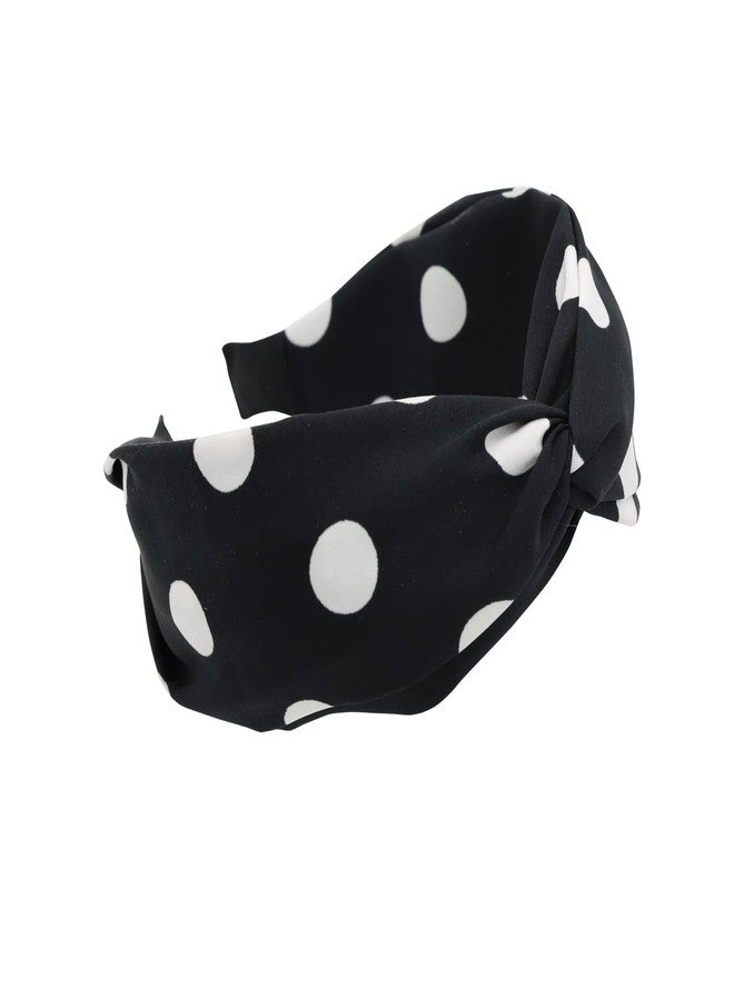 NNR Polka Dot Headbands for Women Knotted Headbands for Girls Cute Top Knot Head Bands for Women's Hair Non Slip Fashion Hair Accessories for Women Girls (Black, Medium) - Image 1