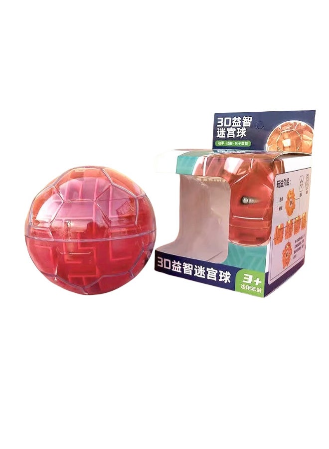 ZESITH 3D Stereo Magic Maze Ball, Kids Balance Rolling Track Educational Toy - Red - Image 1