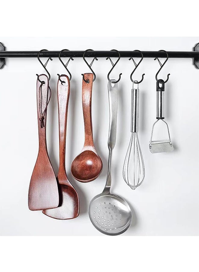 Peachjoy S Hooks for Hanging, Heavy Duty S Hooks with Safety Buckle S Shaped Hooks Kitchen Pot Rack Hooks Closet Hooks for Hanging Plants, Clothes, Kitchen Utensil, Pots and Pans, Bags (8 Pack, Black) - Image 3