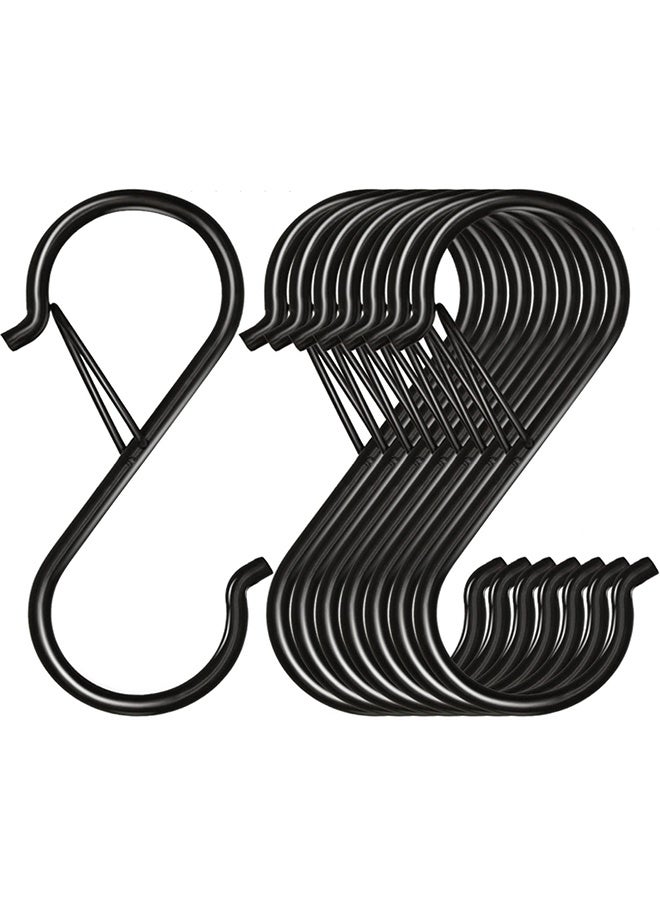 Peachjoy S Hooks for Hanging, Heavy Duty S Hooks with Safety Buckle S Shaped Hooks Kitchen Pot Rack Hooks Closet Hooks for Hanging Plants, Clothes, Kitchen Utensil, Pots and Pans, Bags (8 Pack, Black) - Image 1