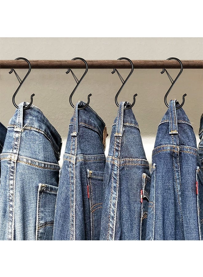 Peachjoy S Hooks for Hanging, Heavy Duty S Hooks with Safety Buckle S Shaped Hooks Kitchen Pot Rack Hooks Closet Hooks for Hanging Plants, Clothes, Kitchen Utensil, Pots and Pans, Bags (8 Pack, Black) - Image 5