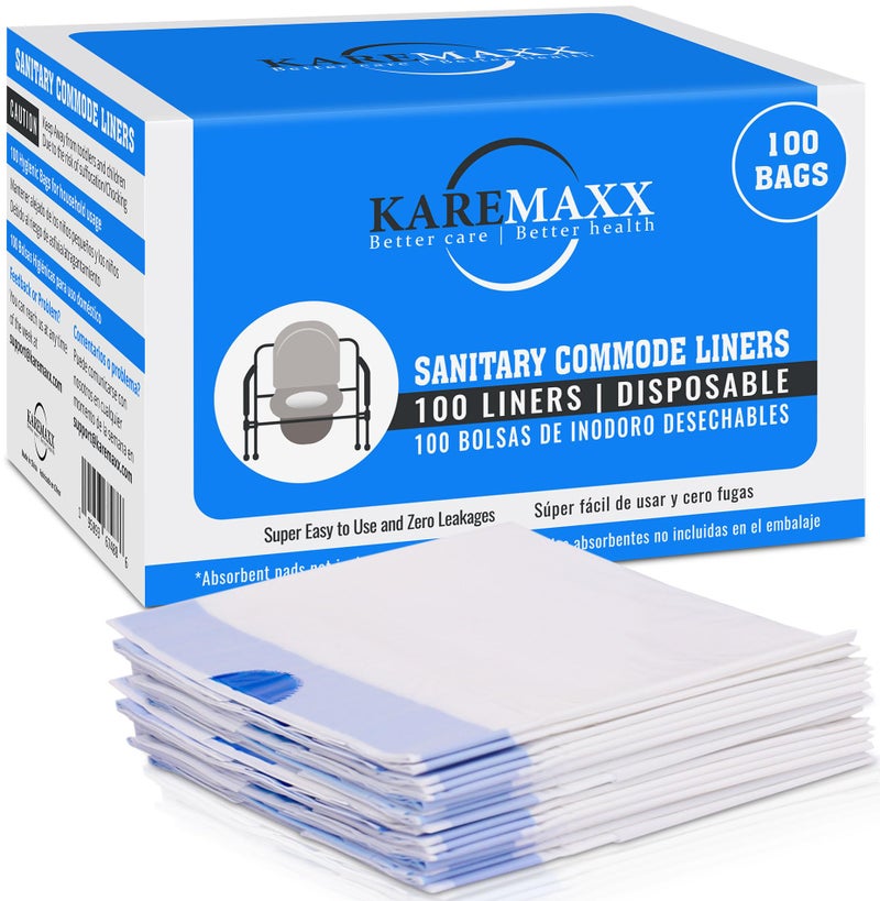 KAREMAXX 100 Bedside Commode Liners Bags for Commode Toilet Leak Proof Odorless Potty Liners for Portable Potty Chair Liners Potty Bags for Portable Toilet Bag Bedside Toilet Liners Disposable Adult - Image 3