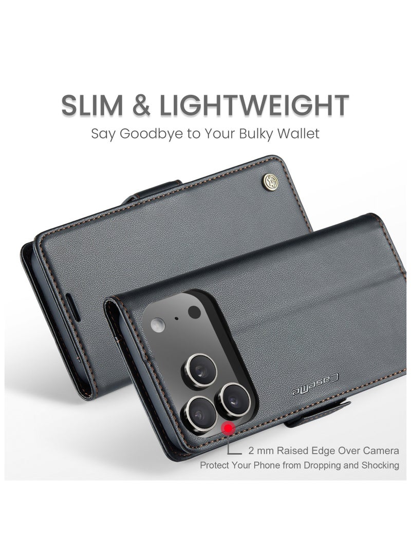 ايكارلوس جراب هاتف iPhone 17 Pro Max مع حامل ومحفظة جلدية - أسود - Image 4