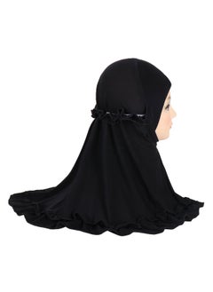 NIBEMINENT Hijab Scarf Girls Kids Ruffle Lotus Leaf Hijabs Solid Color Head Scarfs for Baby  - Image 1