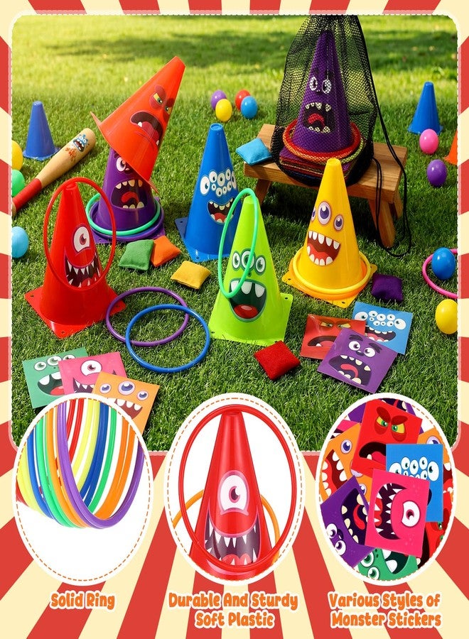 RoundFunny 12set 3 in 1 Monsters Ring Toss Game Set, Carnival Game Kit with Cones, Rings, Bean Bags & Storage Bag, Includes for DIY Toss Games, Birthday Party, Easter, Carnival - Image 4