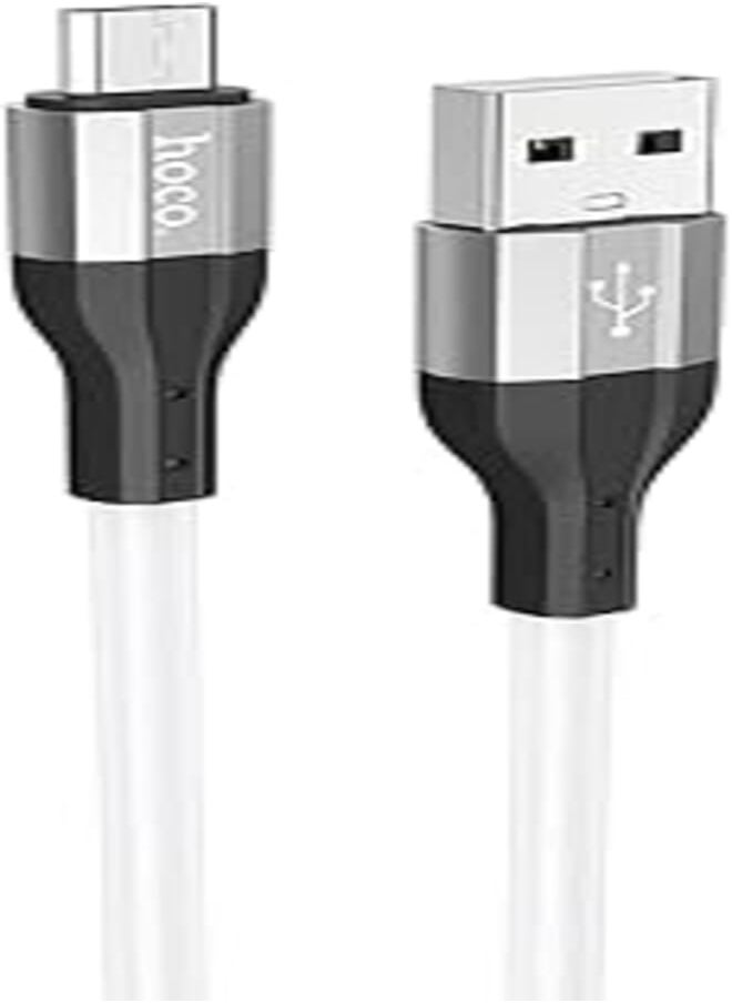Hoco Hoco x72 - creator silicon charging and data transmittion cable (1m - 2.4a), usb-a to micro-usb plug compatible with samsung huawei xiaomi oppo - white 