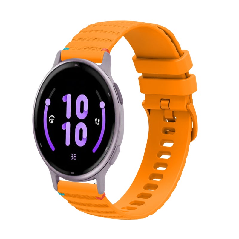 إيروريكس سوار ساعة Garmin Vivoactive 5 من السيليكون بخياطة منقط مموجة مقاس 20 مم (أصفر كهرماني) - Image 1