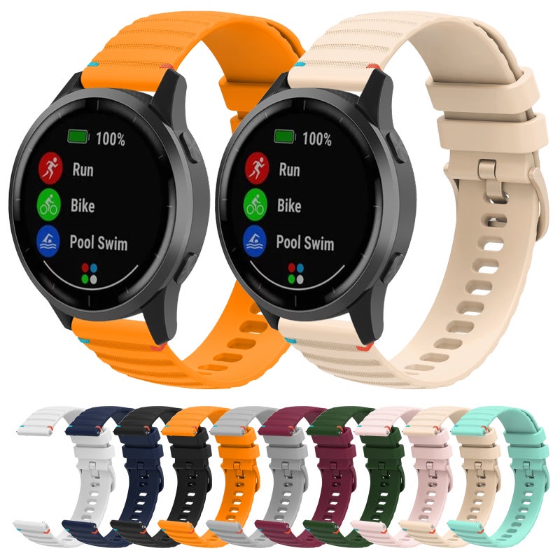 إيروريكس سوار ساعة Garmin Vivoactive 5 من السيليكون بخياطة منقط مموجة مقاس 20 مم (أصفر كهرماني) - Image 5