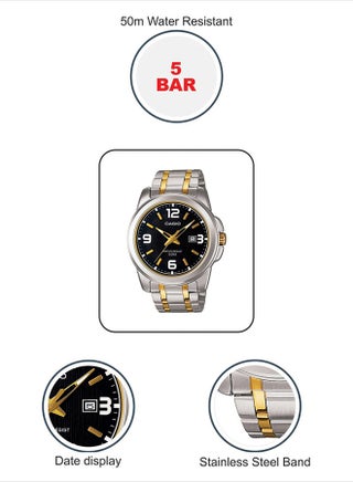 Men Water Resistant Analog Watch MTP-1314SG-1A - 45 mm - Silver/Gold - view 5