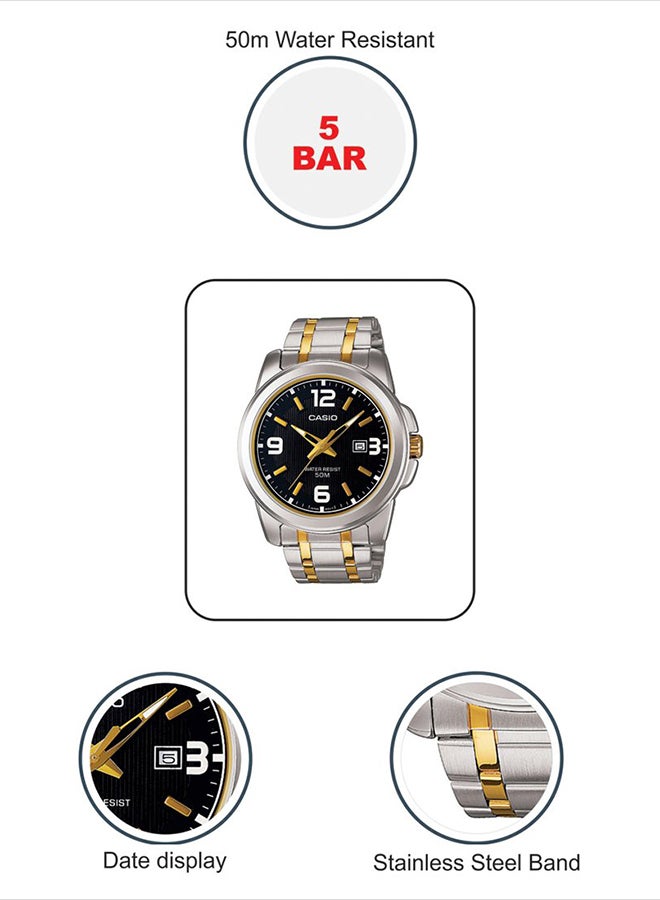 CASIO Men Water Resistant Analog Watch MTP-1314SG-1A - 45 mm - Silver/Gold - Image 5