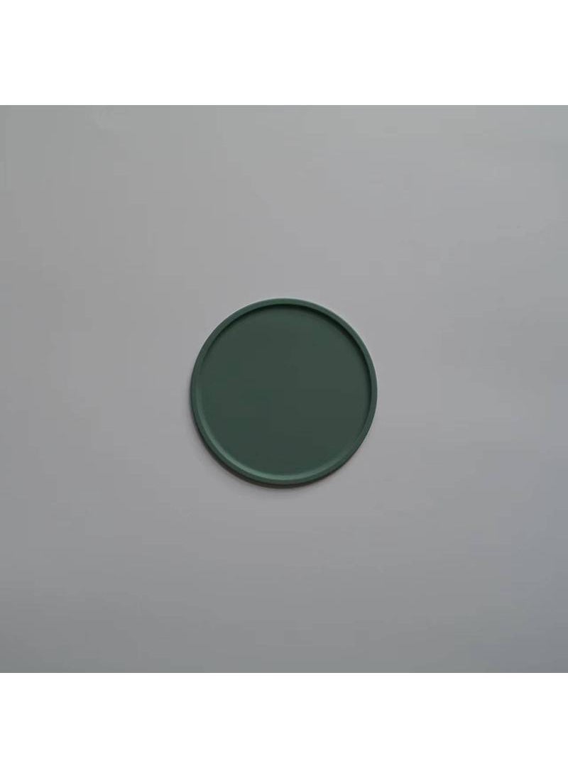 Y&D - Nordic Morandi Color Silicone Anti-overflow Coaster High Temperature Heat Insulation Pad Thickened Round Table Mat-Emerald11*11*0.3cm - Image 1