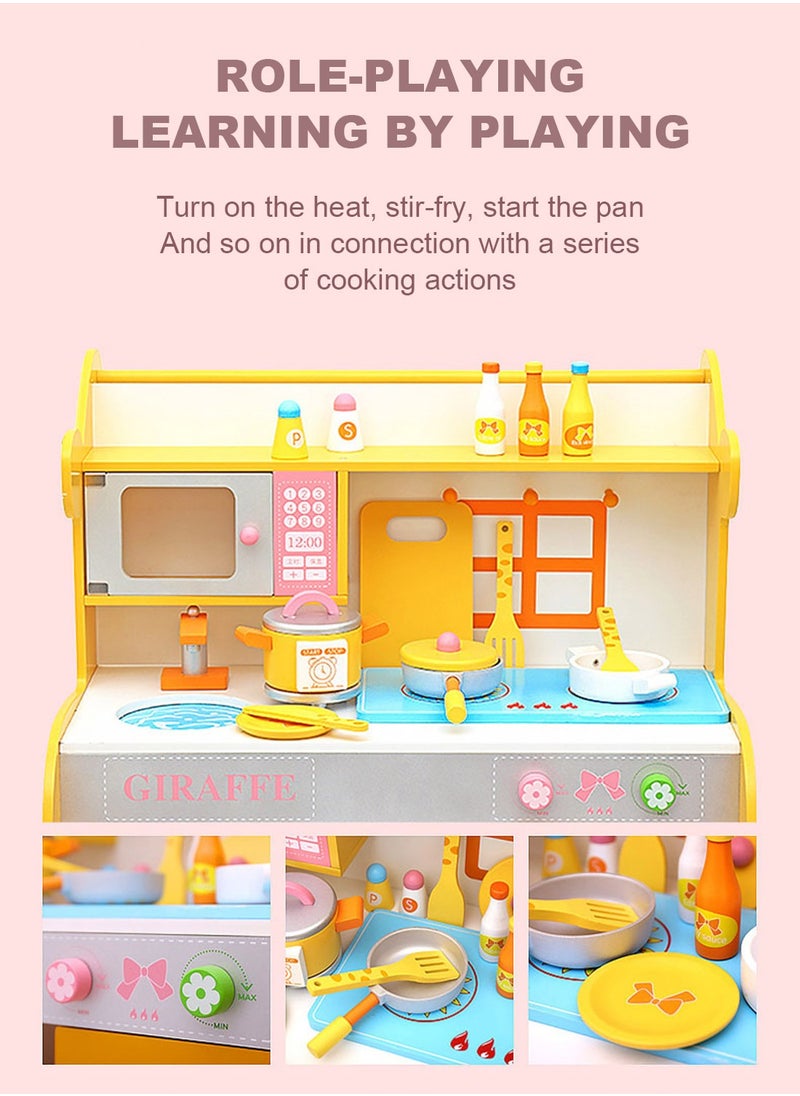 MaBaby Children's Simulation Play House Kitchen Cooking Boys and Girls Toy Set Wooden Kitchen Baby Simulation Wooden Kitchenware  - Image 4