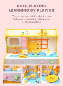 MaBaby Children's Simulation Play House Kitchen Cooking Boys and Girls Toy Set Wooden Kitchen Baby Simulation Wooden Kitchenware  - Image 4