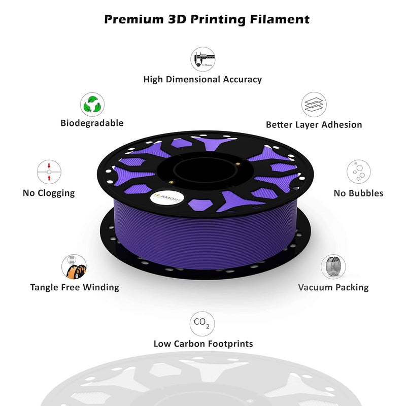Protomont TECHNOLOGIES فيلا مونت 1.75 مم خيوط طباعة ثلاثية الأبعاد PLA بريميوم بلس متوافقة مع معظم طابعات FDM (بنفسجي) - Image 2