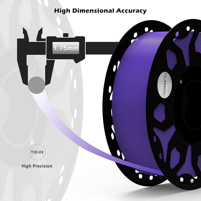 Protomont TECHNOLOGIES فيلا مونت 1.75 مم خيوط طباعة ثلاثية الأبعاد PLA بريميوم بلس متوافقة مع معظم طابعات FDM (بنفسجي) - Image 5