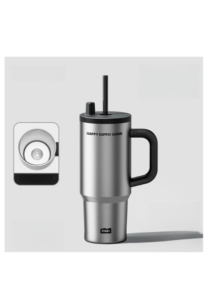 Ceramic Lined Insulated Cup, 710ml Large Capacity Water Cup, Straw Cup, Cold Insulation Car Ice Cream Cup - Image 1
