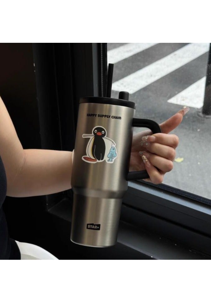 Ceramic Lined Insulated Cup, 710ml Large Capacity Water Cup, Straw Cup, Cold Insulation Car Ice Cream Cup - Image 2