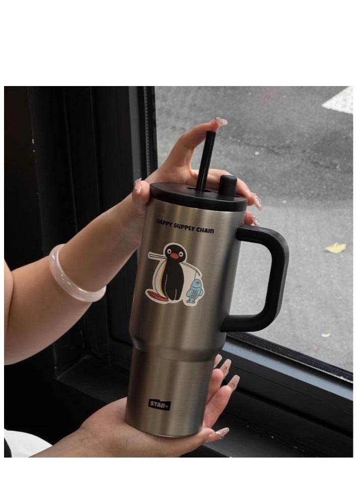 Ceramic Lined Insulated Cup, 710ml Large Capacity Water Cup, Straw Cup, Cold Insulation Car Ice Cream Cup - Image 3