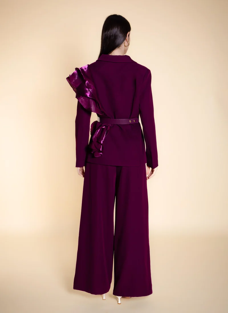SHAPES Purple TAILORED RUFFLED BLAZER SET for Women | Best Price UAE