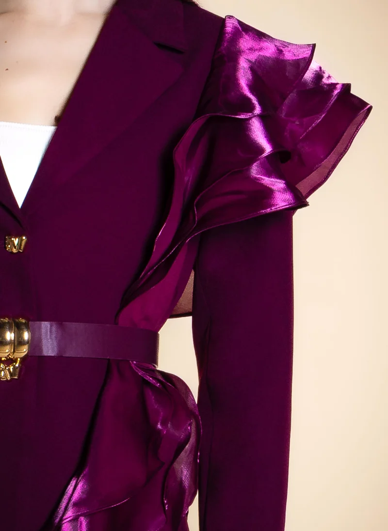 SHAPES Purple TAILORED RUFFLED BLAZER SET for Women | Best Price UAE
