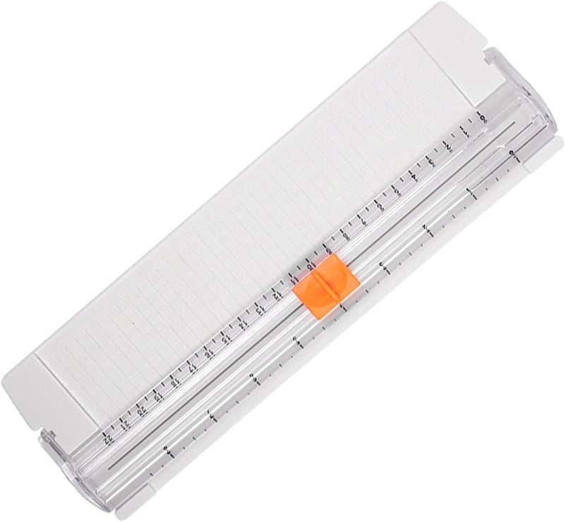 FADED A5 Paper Trimmer 8.5 Inch Cutting Tool – Portable Paper Cutter with Automatic Hand Safeguard and Side Ruler, Ideal for Scrapbooking, Crafts, Coupons, Labels, Photos, and Office Use (White) - Image 1