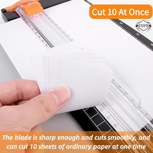 FADED A5 Paper Trimmer 8.5 Inch Cutting Tool – Portable Paper Cutter with Automatic Hand Safeguard and Side Ruler, Ideal for Scrapbooking, Crafts, Coupons, Labels, Photos, and Office Use (White) - Image 5