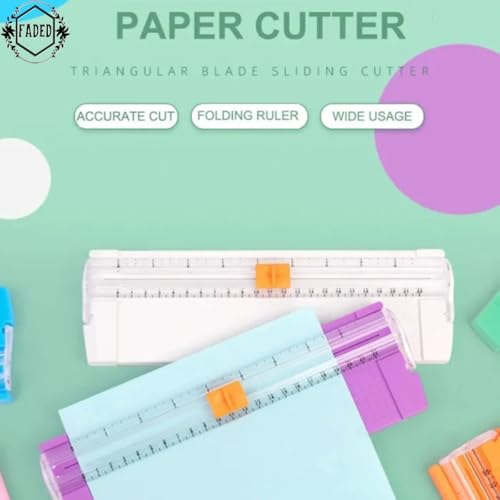 FADED A5 Paper Trimmer 8.5 Inch Cutting Tool – Portable Paper Cutter with Automatic Hand Safeguard and Side Ruler, Ideal for Scrapbooking, Crafts, Coupons, Labels, Photos, and Office Use (White) - Image 4