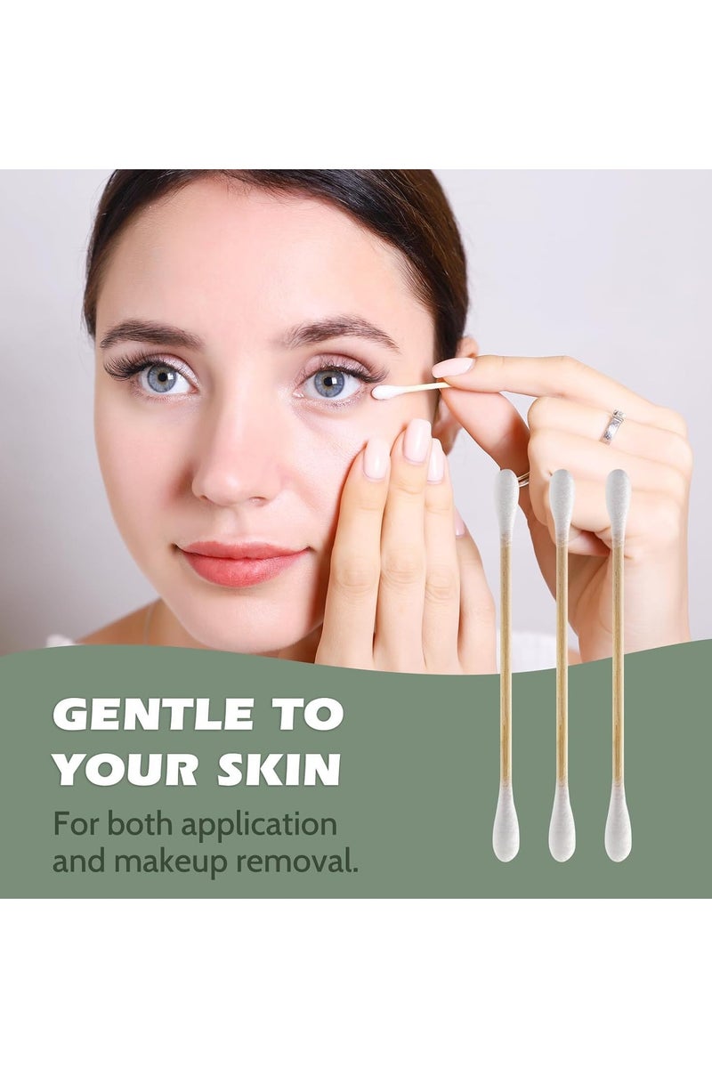 COTTON SWABS Bamboo Cotton Buds 500 Pcs Double Tipped Cotton Swabs - Biodegradable Eco-Friendly Strong Wooden Sticks Round Tips Ear Buds - Qtips Wooden Cotton Buds for Baby Care, Makeup, Ear Cleaning - Family Pack - Image 2