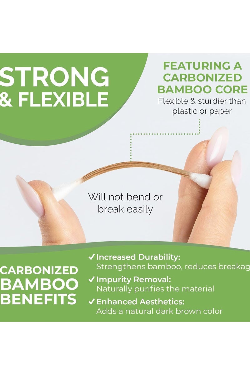 COTTON SWABS Bamboo Cotton Buds 500 Pcs Double Tipped Cotton Swabs - Biodegradable Eco-Friendly Strong Wooden Sticks Round Tips Ear Buds - Qtips Wooden Cotton Buds for Baby Care, Makeup, Ear Cleaning - Family Pack - Image 3