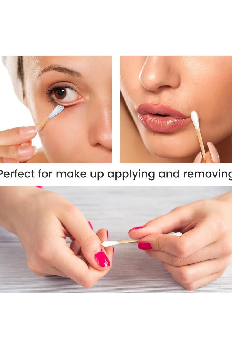 COTTON SWABS Bamboo Cotton Buds 500 Pcs Double Tipped Cotton Swabs - Biodegradable Eco-Friendly Strong Wooden Sticks Round Tips Ear Buds - Qtips Wooden Cotton Buds for Baby Care, Makeup, Ear Cleaning - Family Pack - Image 5