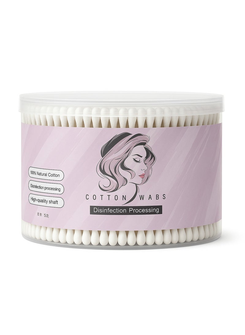 COTTON SWABS Bamboo Cotton Buds 500 Pcs Double Tipped Cotton Swabs - Biodegradable Eco-Friendly Strong Wooden Sticks Round Tips Ear Buds - Qtips Wooden Cotton Buds for Baby Care, Makeup, Ear Cleaning - Family Pack - Image 1