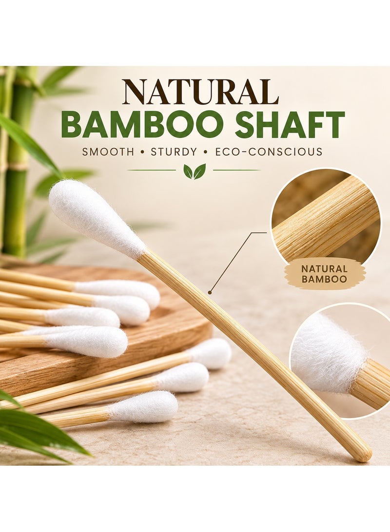 COTTON SWABS Bamboo Cotton Buds 500 Pcs Double Tipped Cotton Swabs - Biodegradable Eco-Friendly Strong Wooden Sticks Round Tips Ear Buds - Qtips Wooden Cotton Buds for Baby Care, Makeup, Ear Cleaning - Family Pack - Image 3