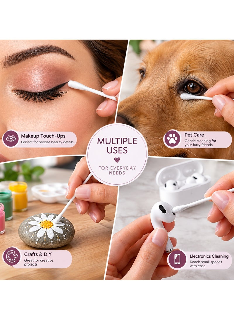 COTTON SWABS Bamboo Cotton Buds 500 Pcs Double Tipped Cotton Swabs - Biodegradable Eco-Friendly Strong Wooden Sticks Round Tips Ear Buds - Qtips Wooden Cotton Buds for Baby Care, Makeup, Ear Cleaning - Family Pack - Image 4