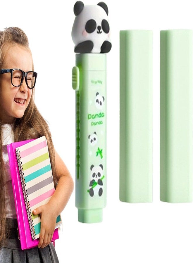 JBM ENTERPRISE Retractable Press Rubber Eraser Pen for Kids – Cute Green Cartoon Design with 2 Refill Erasers | Fun Novelty Shape, Mechanical Sliding Eraser for School & Art Use - Image 5