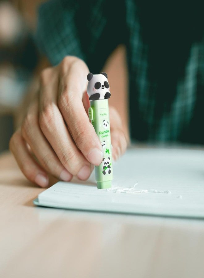 JBM ENTERPRISE Retractable Press Rubber Eraser Pen for Kids – Cute Green Cartoon Design with 2 Refill Erasers | Fun Novelty Shape, Mechanical Sliding Eraser for School & Art Use - Image 4