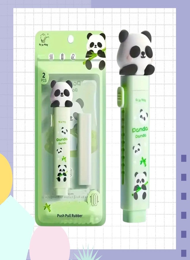 JBM ENTERPRISE Retractable Press Rubber Eraser Pen for Kids – Cute Green Cartoon Design with 2 Refill Erasers | Fun Novelty Shape, Mechanical Sliding Eraser for School & Art Use - Image 1