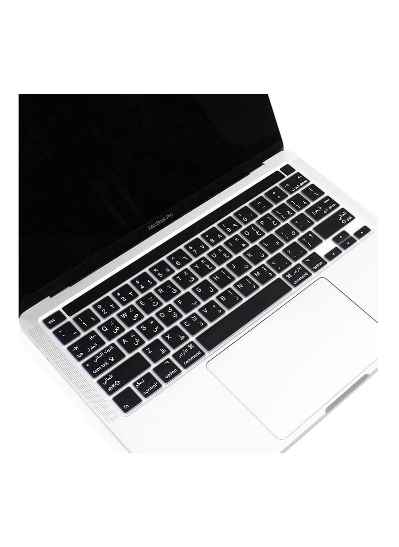 AMM Arabic Keyboard Cover Skin for MacBook Pro 13'' 13 Inch Early 2020 A2289/A2251 and 2019 MacBook Pro 16 Inch A2141 with Touch ID U.S Layout Accessories Protector Black  - Image 3