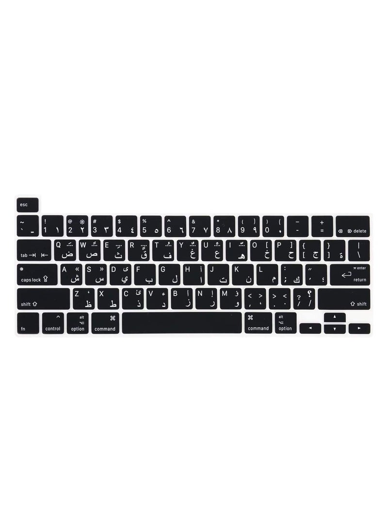 AMM Arabic Keyboard Cover Skin for MacBook Pro 13'' 13 Inch Early 2020 A2289/A2251 and 2019 MacBook Pro 16 Inch A2141 with Touch ID U.S Layout Accessories Protector Black  - Image 1