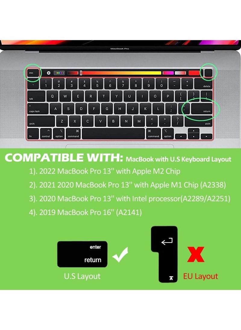 AMM Arabic Keyboard Cover Skin for MacBook Pro 13'' 13 Inch Early 2020 A2289/A2251 and 2019 MacBook Pro 16 Inch A2141 with Touch ID U.S Layout Accessories Protector Black  - Image 2