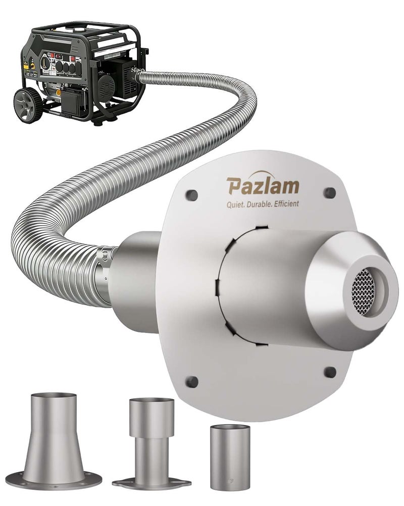 PAZLAM Generator Exhaust Extension Silencer Kit â€“ Universal Fit for Firman, Honda, Champion & More â€“ Heavy-Duty Stainless Steel Muffler with Flexible Pipe â€“ Noise Reduction & Fume Venting - Image 1