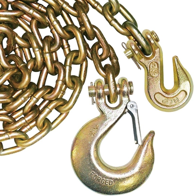 VULCAN Binder Chain with Grab and Sling Hooks - Grade 70 Standard Duty - 5/16 Inch x 16 Foot - 4,700 Pound Safe Working Load - Image 2