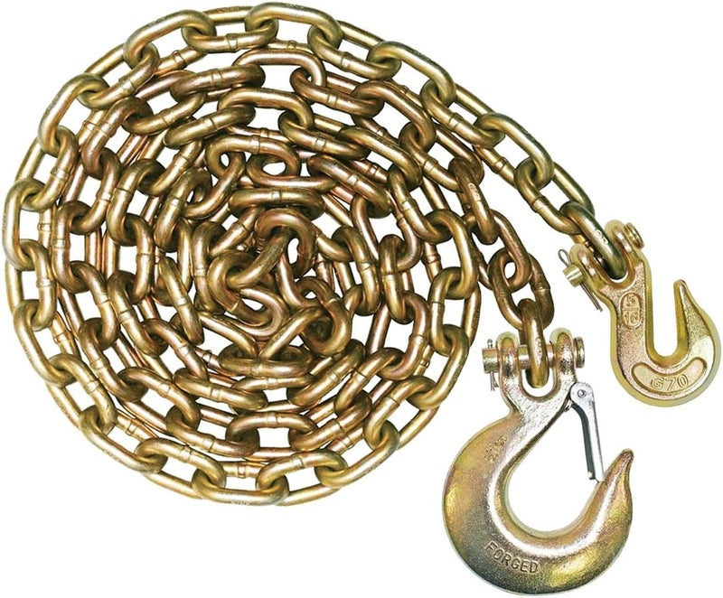 VULCAN Binder Chain with Grab and Sling Hooks - Grade 70 Standard Duty - 5/16 Inch x 16 Foot - 4,700 Pound Safe Working Load - Image 1