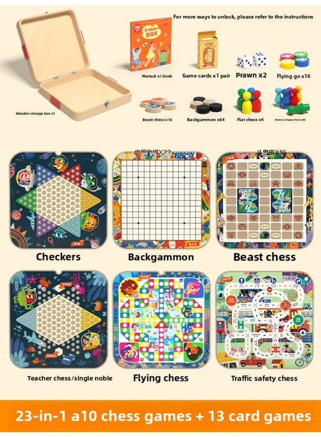 لعبة الطاولة التعليمية لعبة الطاولة الخشبية متعددة الوظائف سبعة في واحد الشطرنج الطائر لعبة الداما للأطفال