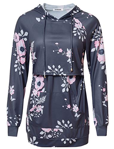 GINKANA Women's Nursing Hoodie Sweatshirt Long Sleeves Breastfeeding Maternity Tops Casual Clothes with Kangaroo Pocket - Image 3