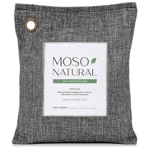 MOSO NATURAL Unscented Air Purifying Granule Bag Odor Eliminator For Cars, Closets,Bathrooms And Pet Areas 200-gram (Charcoal color), Long Lasting Charcoal Bag | Lasts up to 2 years! - Image 1